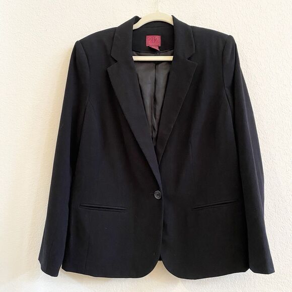 212 Collection Blazer Women's Size 12 Black One Button Office Suit Jacket - Picture 1 of 9